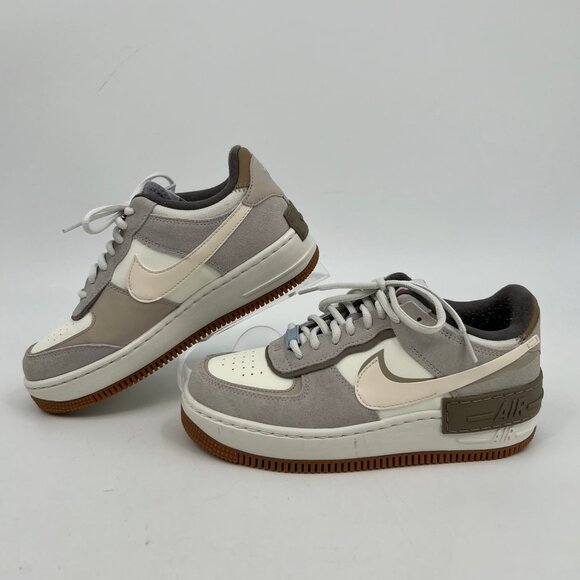 Nike Gray Cream Air Force 1 Shadow Sneakers | US Size 7 - Picture 9 of 10